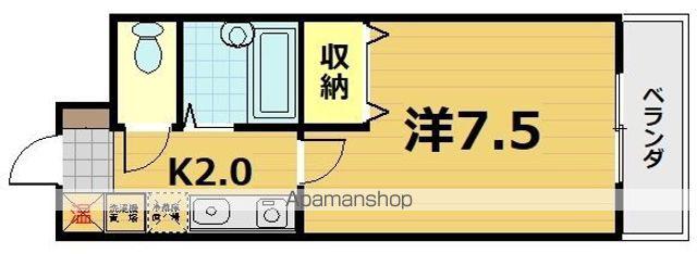アムフルース2(1K/2階)の間取り写真