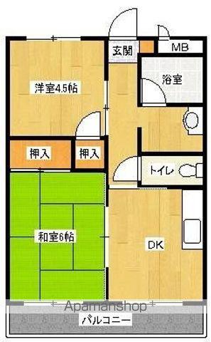 メゾン梶原(2DK/2階)の間取り写真