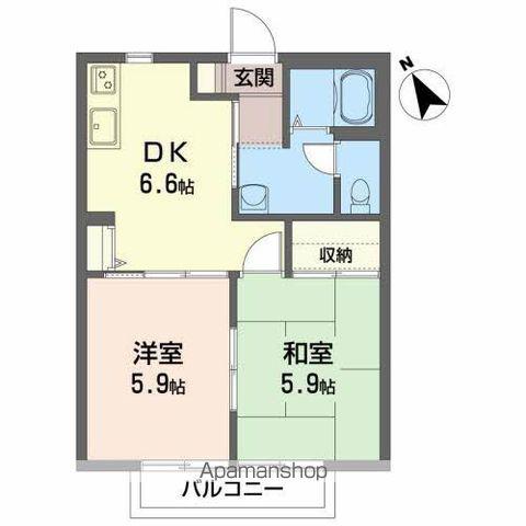 ディアス若葉 B(2DK/1階)の間取り写真