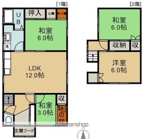 函館市電宝来谷地頭 宝来町駅 徒歩7分 2階建 築58年(4LDK)の間取り写真