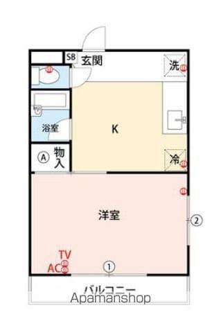 第2秋葉ビル(1DK/3階)の間取り写真