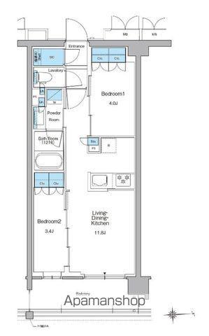 ルフォンプログレ高田馬場ノース(2LDK/3階)の間取り写真