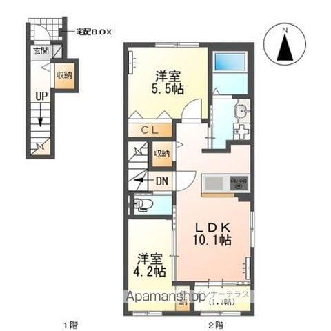 犬山市裏之門アパート(2LDK/2階)の間取り写真