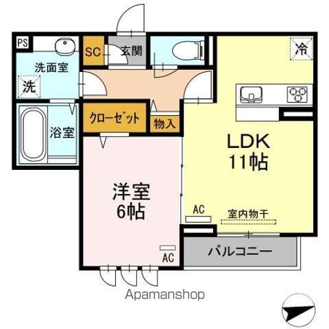 D-ROOMピジョン(1LDK/2階)の間取り写真