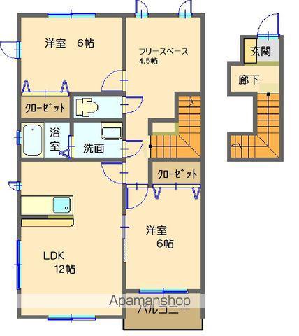 ピュール ネージュ A(2LDK/2階)の間取り写真