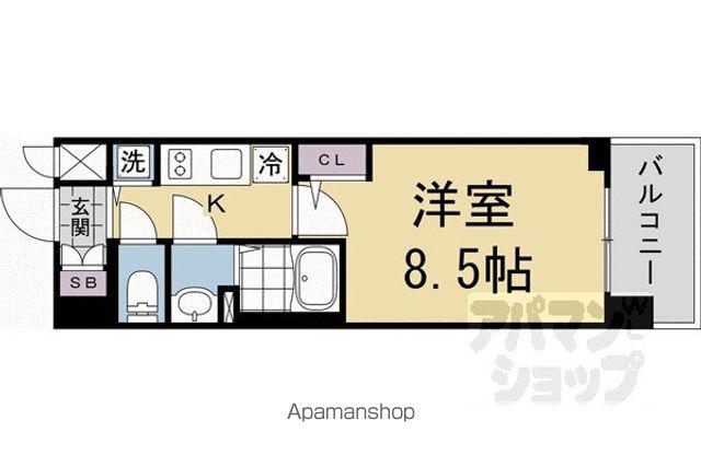 エスリード京都吉祥院ヴィーナ(1K/9階)の間取り写真