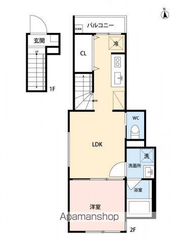 WOOD CREST AMANUMA RESIDENCE(1LDK/2階)の間取り写真