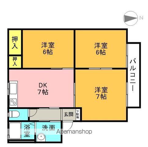 パル・メゾン C棟(3DK/2階)の間取り写真