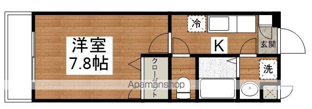 シャロン弾正(1K/1階)の間取り写真