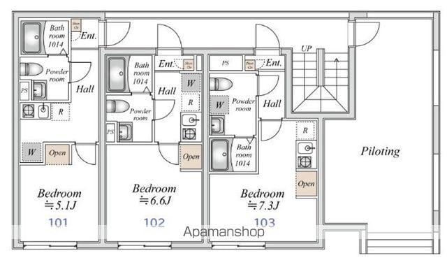 GEMINI志村三丁目(1K/1階)の間取り写真