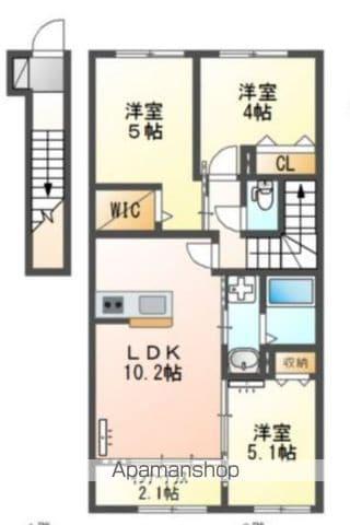 アパート 鳥栖市古賀町(3LDK/2階)の間取り写真