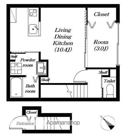AS十ヘリオドール(1LDK/2階)の間取り写真
