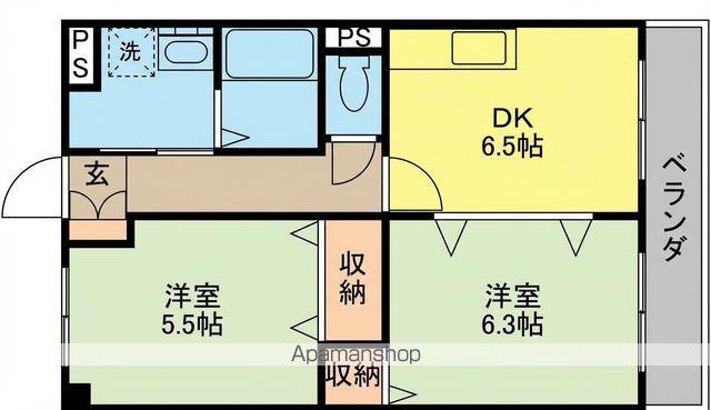 ポレール(2DK/3階)の間取り写真