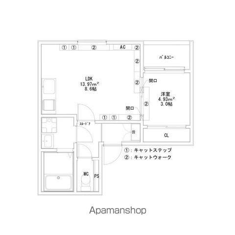 COCO CAT 岩塚(1LDK/3階)の間取り写真