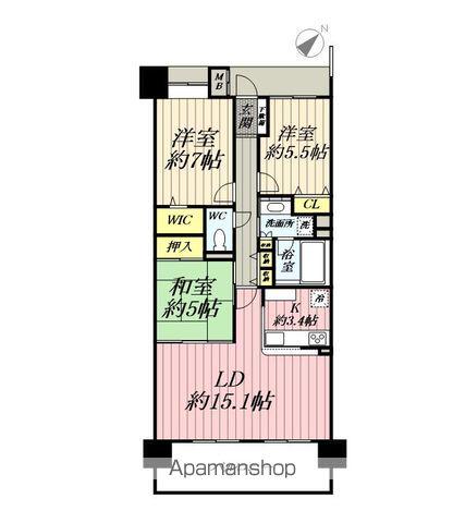 マリーナガーデン(3LDK/3階)の間取り写真