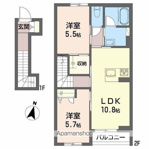 ユキ・クレール(2LDK/2階)の間取り写真
