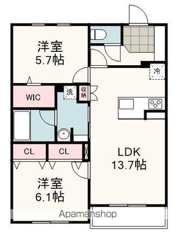 西脇マンション(2LDK/3階)の間取り写真