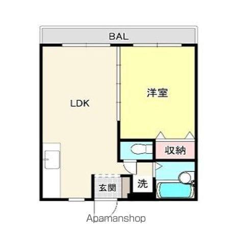 シャン・ド・フルールⅡ(1LDK/3階)の間取り写真