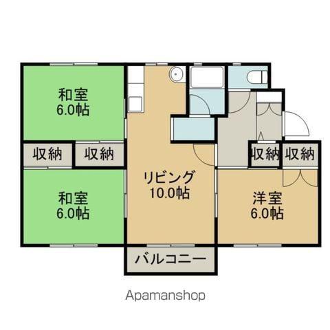 ラ・ネージュ函館C棟(3LDK/2階)の間取り写真