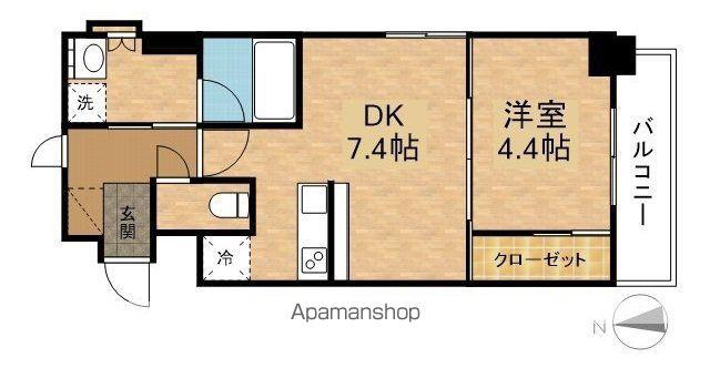 アピアランス(1DK/4階)の間取り写真