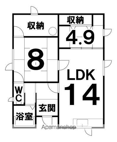北海道帯広市 1階建 築23年(2LDK)の間取り写真
