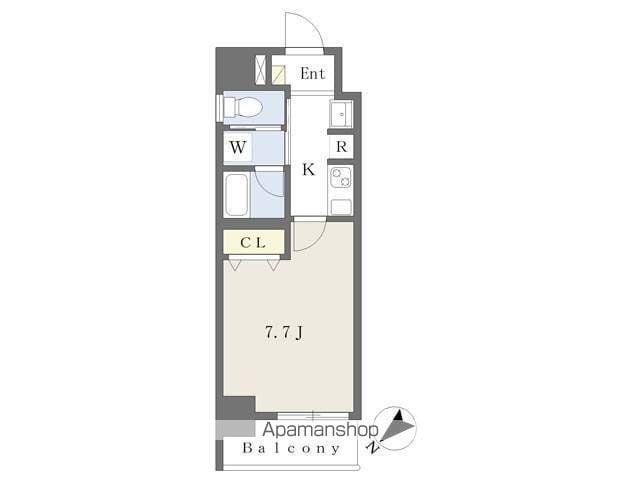 レブリアント大橋南(1K/8階)の間取り写真