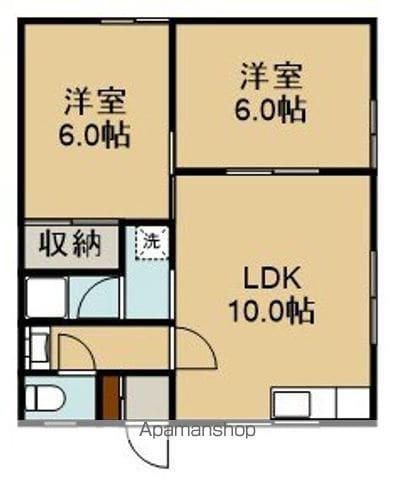 コーポ花園NO.3(2DK/1階)の間取り写真