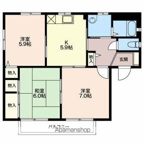 ビレッジアスカB(3K/2階)の間取り写真
