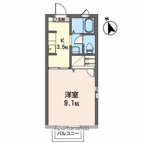 マリブインドルチェ七番館(1K/2階)の間取り写真