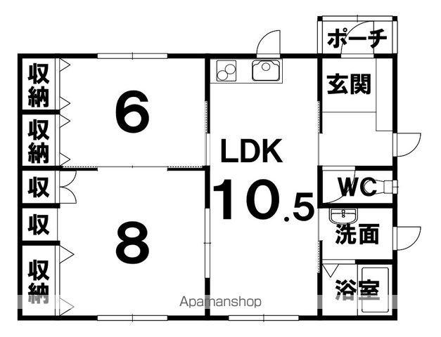 北海道足寄郡足寄町 1階建 築26年(2LDK)の間取り写真