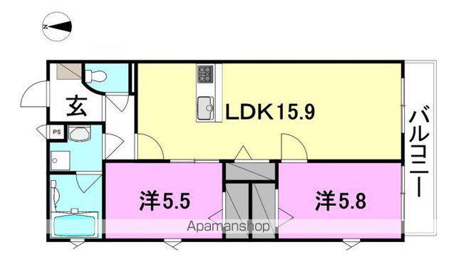 リヴェールマノワール(2LDK/5階)の間取り写真