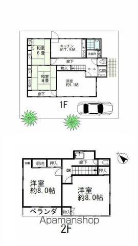 常磐線 柏駅 徒歩9分 2階建 築45年(3DK)の間取り写真