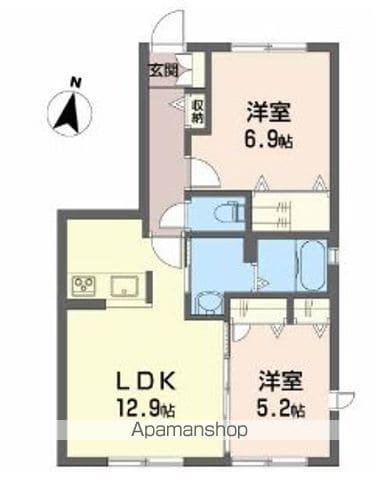 シャーメゾン・ベアーレ B棟(2LDK/1階)の間取り写真