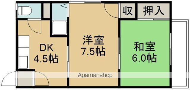 ハウスナイン(2K/2階)の間取り写真