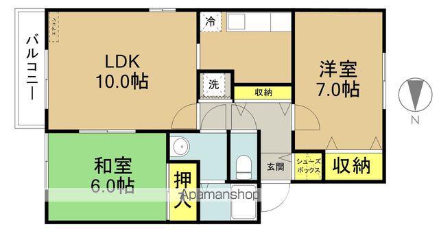 コーポオーキ(2LDK/2階)の間取り写真