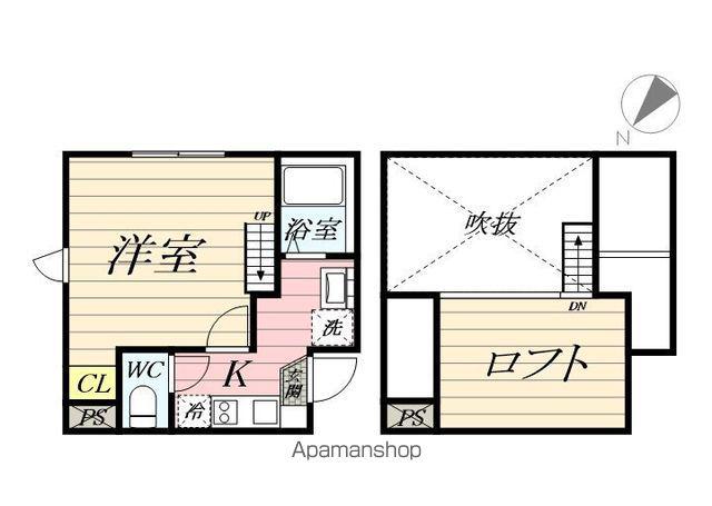 グランツ横浜鶴見(1K/2階)の間取り写真