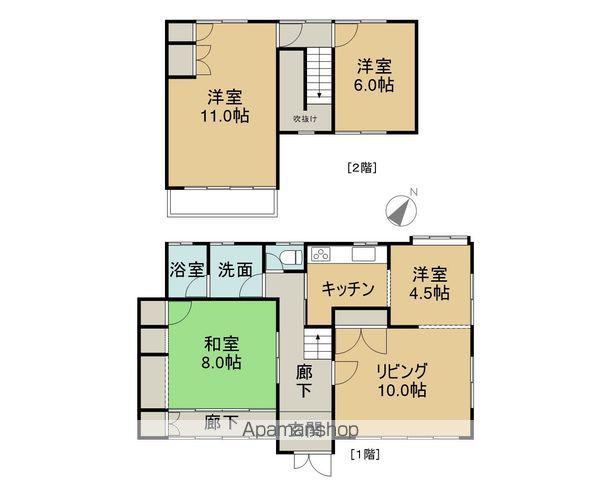 中央本線 瑞浪駅 徒歩15分 2階建 築45年(3LDK)の間取り写真