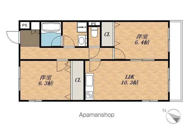 ボヌール恒(2LDK/1階)の間取り写真