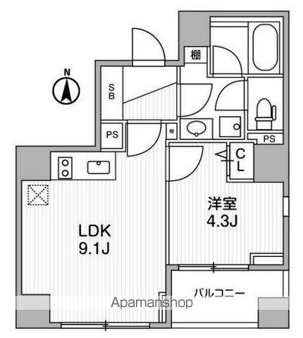 LIGHTHOUSE西新宿(1LDK/7階)の間取り写真