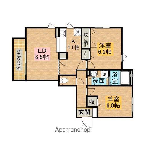 メゾンフルール 八番館(2LDK/2階)の間取り写真