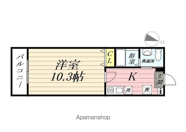 ハーミットクラブハウスピュアプレズン(1K/3階)の間取り写真