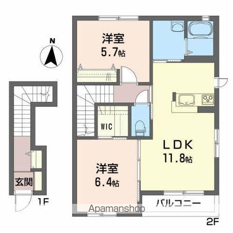 メルセリオ(2LDK/2階)の間取り写真