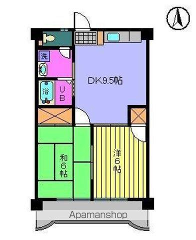 サニーフラット久米(2DK/3階)の間取り写真