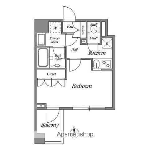 ザ・レジデンス神楽坂Ⅱ(1K/2階)の間取り写真