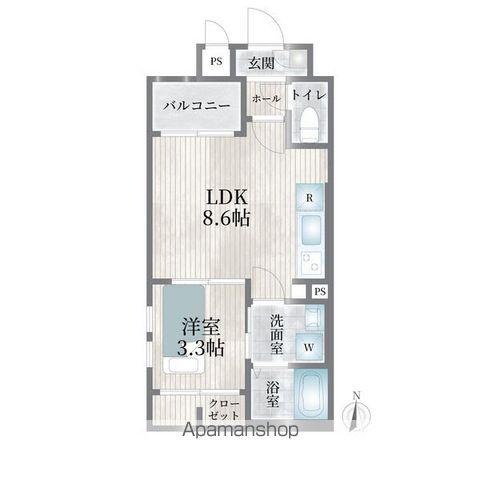 CHERIM浄心ウエスト(1LDK/1階)の間取り写真