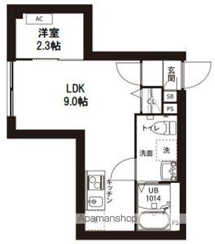 レピュア曙橋駅前レジデンス(1LDK/4階)の間取り写真