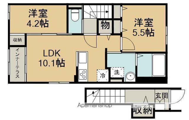 フォルトゥーナ(2LDK/2階)の間取り写真