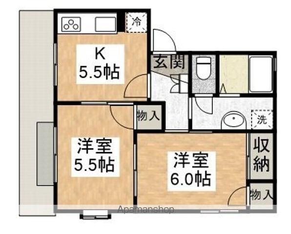 サンパレス(2K/1階)の間取り写真