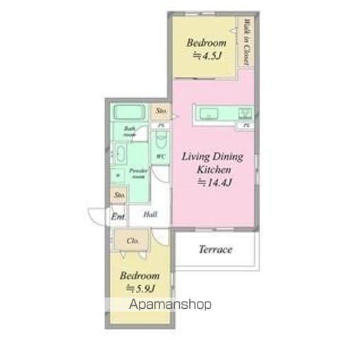 堺市西区鳳西町一丁共同(2LDK/1階)の間取り写真