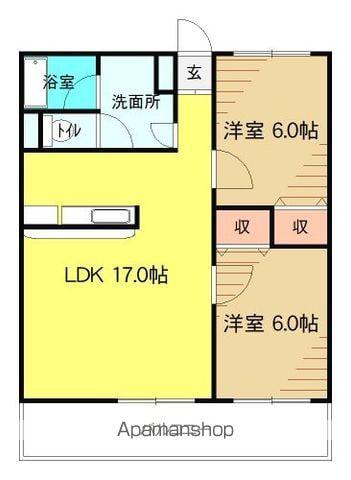 ミムートスピネル(2LDK/2階)の間取り写真